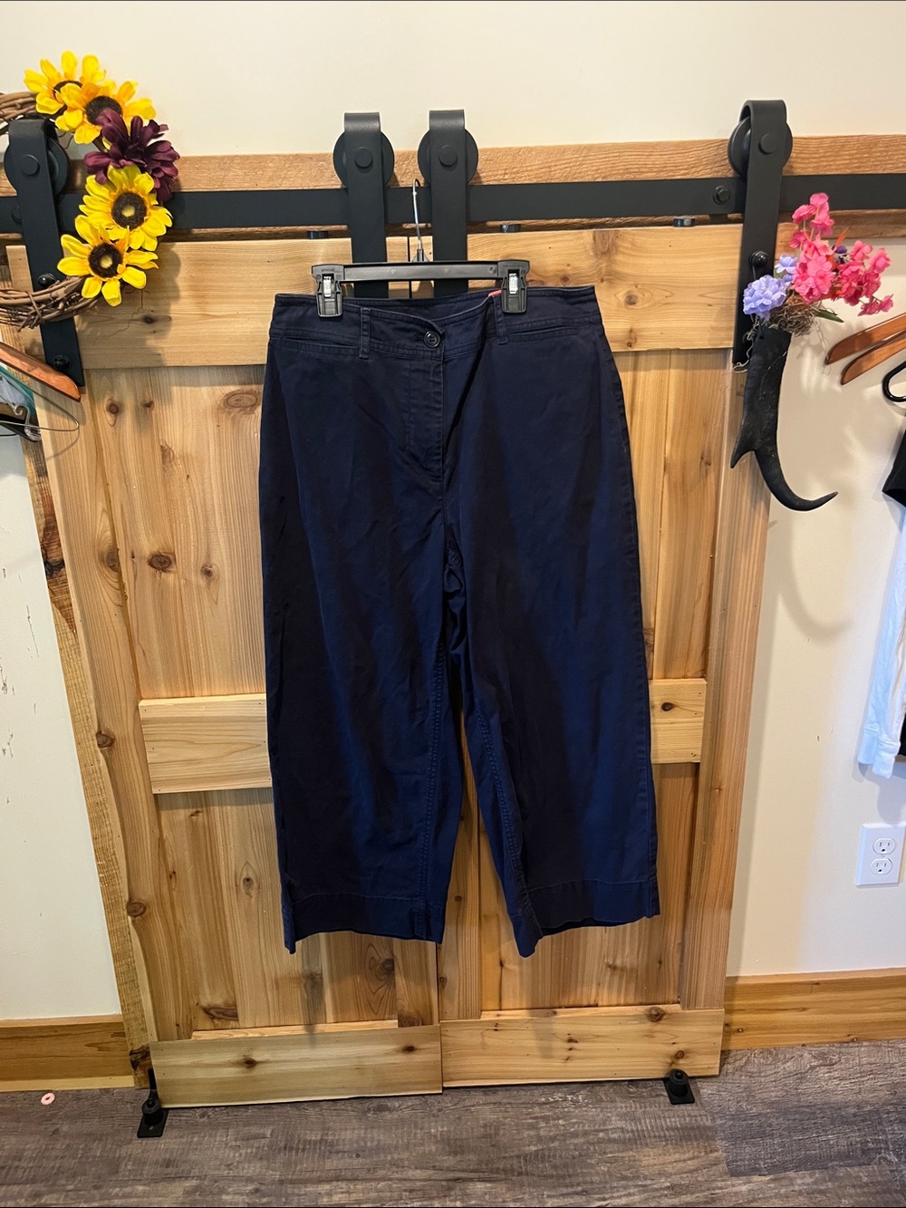 Talbots Navy Cropped Wide-Leg Pants